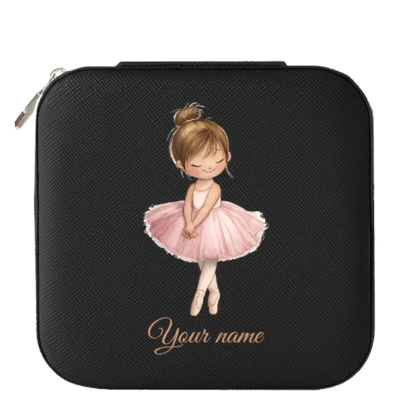 Personalized Ballet Dancer Travel Jewelry Box – Custom Name Jewelry Organizer for Girls (Random color) - Detailed Feature View 2
