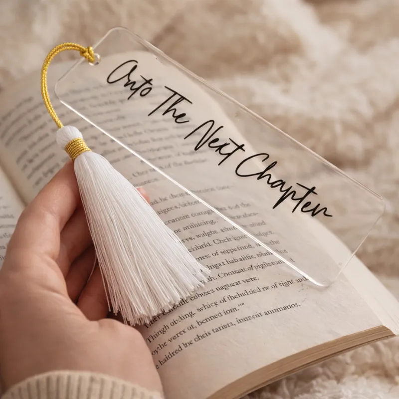 Premium Personalized Clear Acrylic Bookmark with Custom Text & Cream Silk Tassel – Elegant Transparent Book Marker Gift for Readers - Buy Online at Alikart