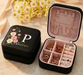 Personalized PU Leather Travel Jewelry Organizer Box with Your Initial – Compact Jewelry Storage Case for Women