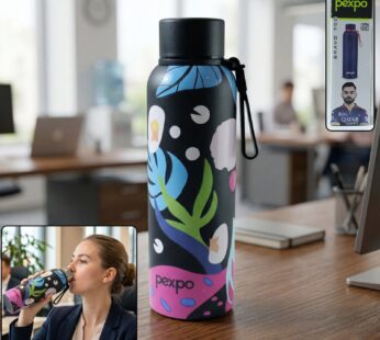Pexpo Stainless Steel Printed Water Bottle 800 ML Approx (1 Pc)