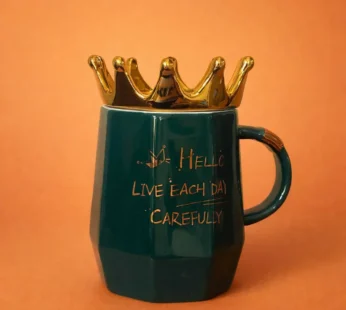 Ceramic Crown Lid Coffee Mug Stylish Motivational Tea Cup