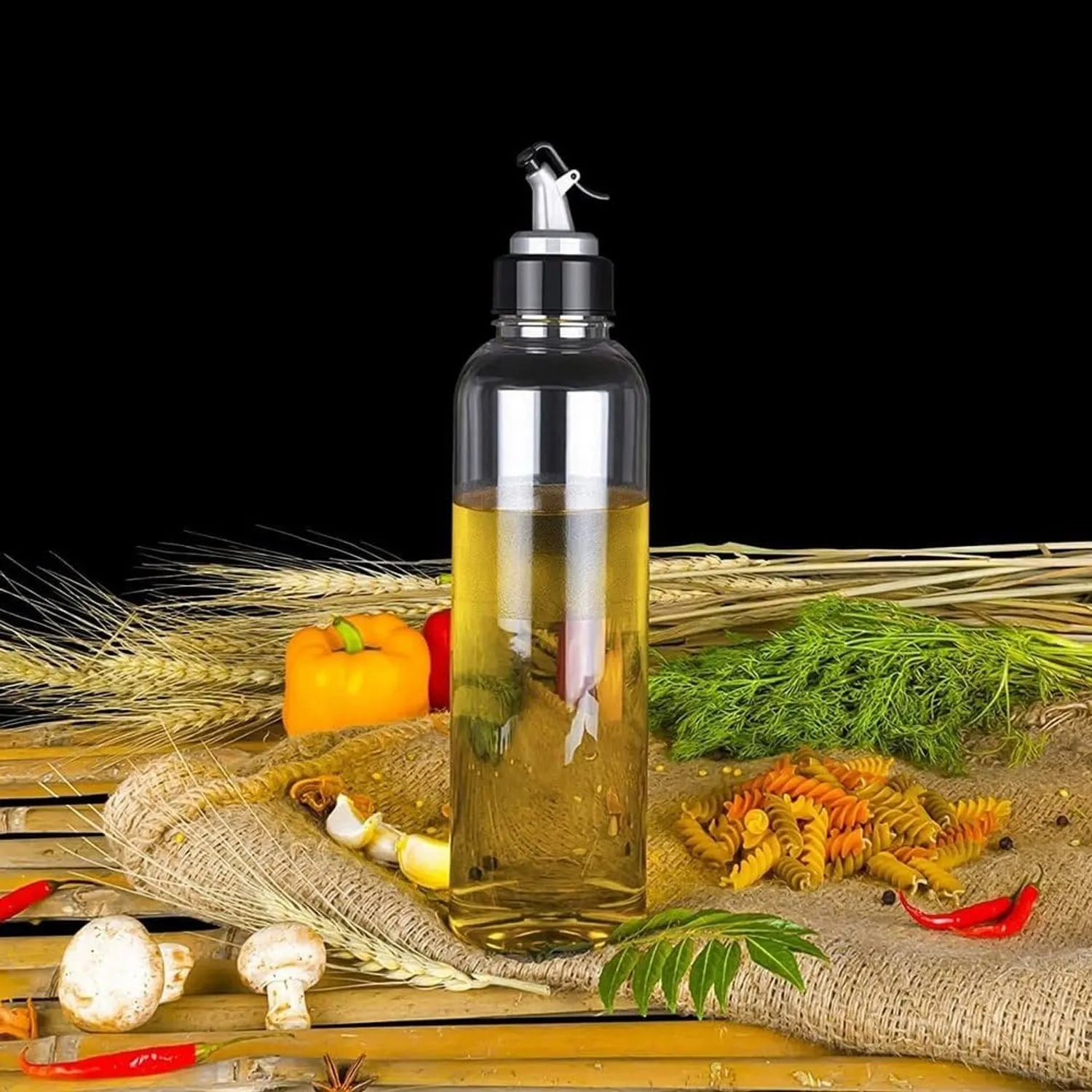Multipurpose Oil Dispenser Bottle with Flip Top Pour Spout 900 ML - Detailed Feature View 2