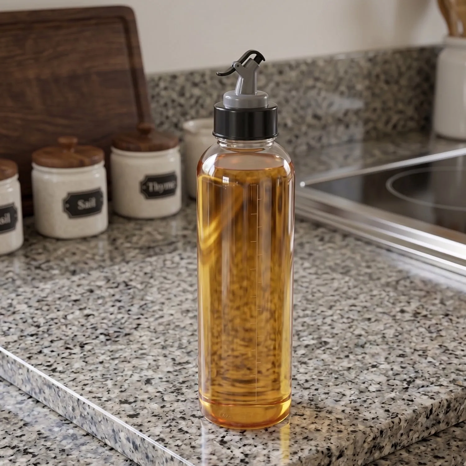 Multipurpose Oil Dispenser Bottle with Flip Top Pour Spout 900 ML - Detailed Feature View 6
