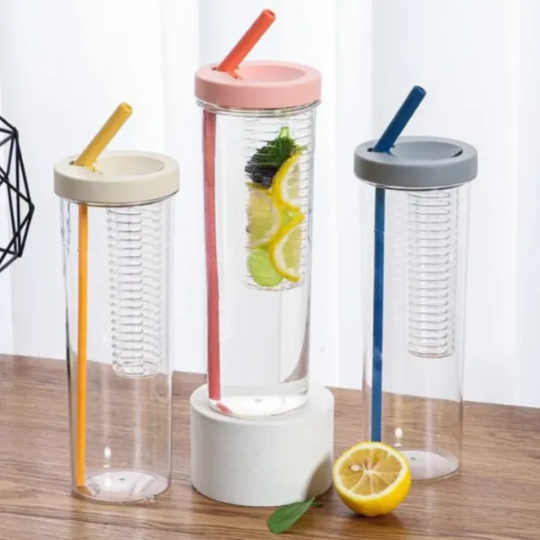 700ml Straw Cup Filter Water Bottle- Portable Plastic Water Bottle with Built-In Filter (Random color-Pack of 1)