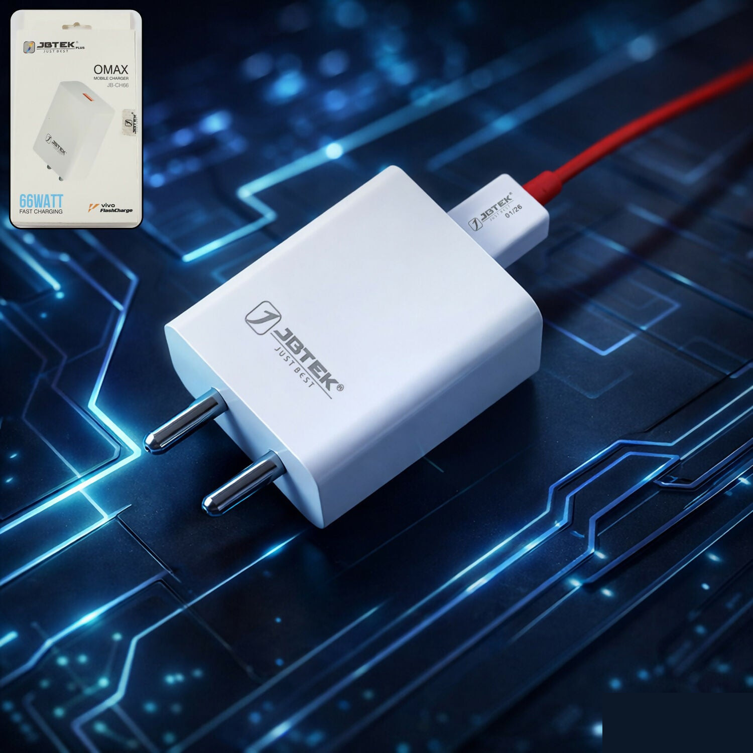 USB Fast 66W Charging Adapter with USB Output for Smartphones and Devices - Detailed Feature View 1