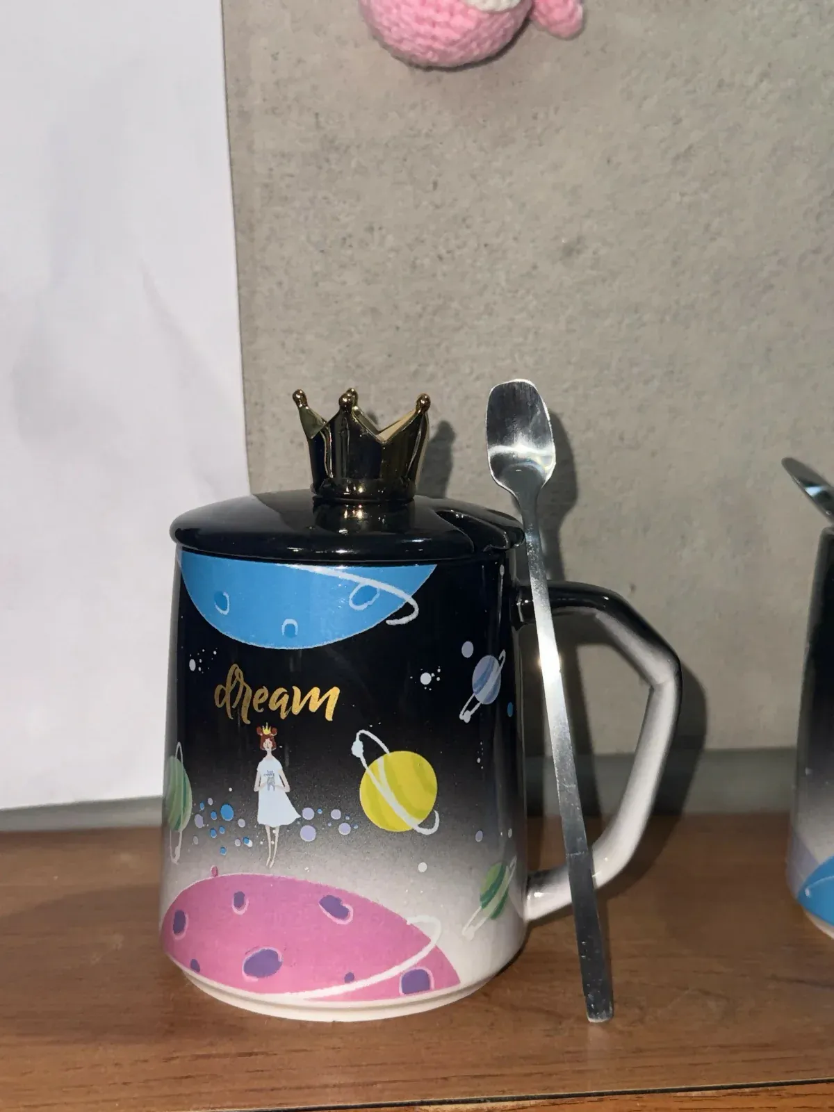 Premium Ceramic Dream Mug with Golden Crown Lid & Spoon | Luxury Galaxy Theme Coffee & Tea Cup for Home, Office & Gifting | Cute Designer Mug with Lid for Hot Beverages | Ideal Birthday, Anniversary & Festive Gift - Detailed Feature View 5