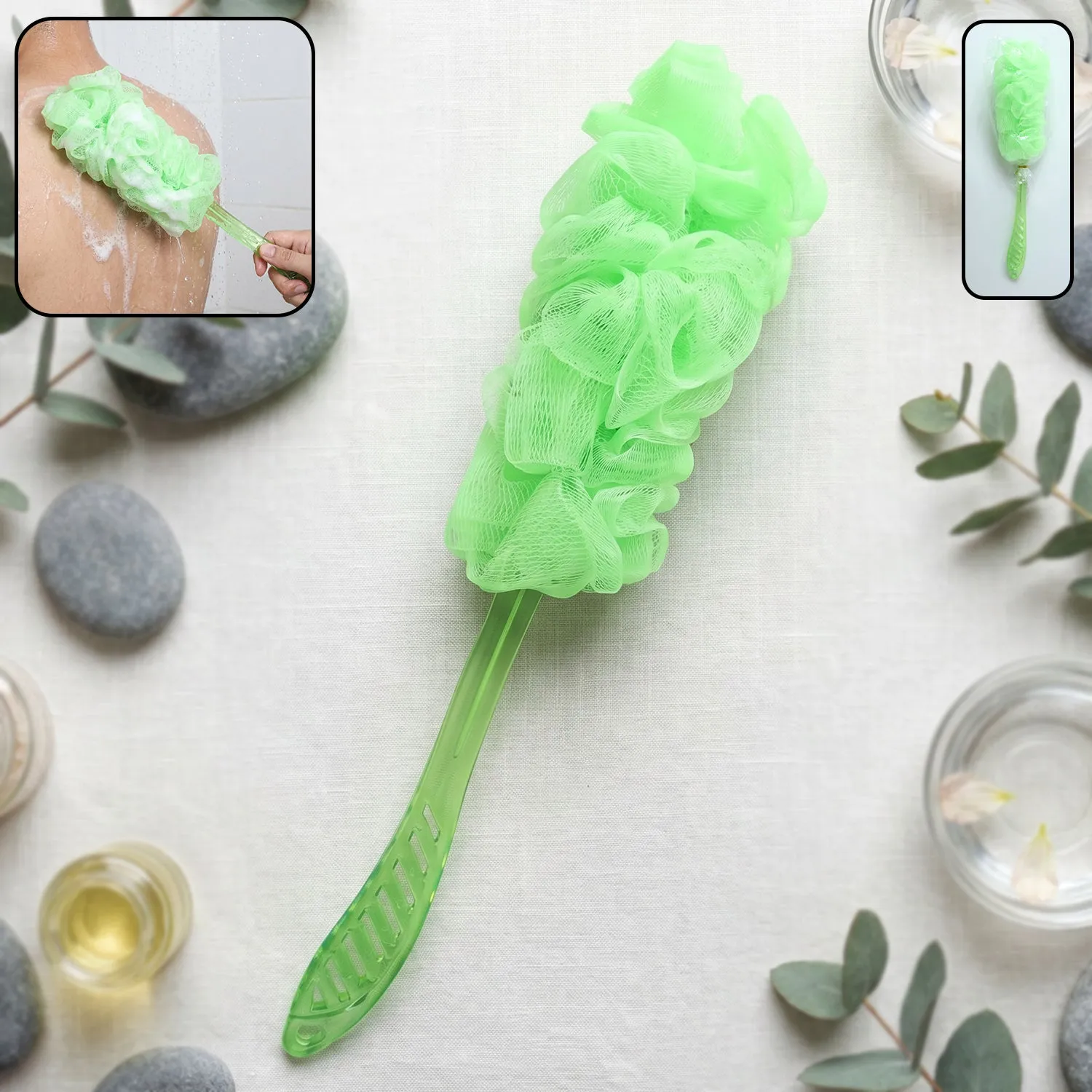 Premium Extra Long Handle Bath Loofah Brush 45 cm Reach Shower Body Scrubber (1 Pc) - Buy Online at Alikart