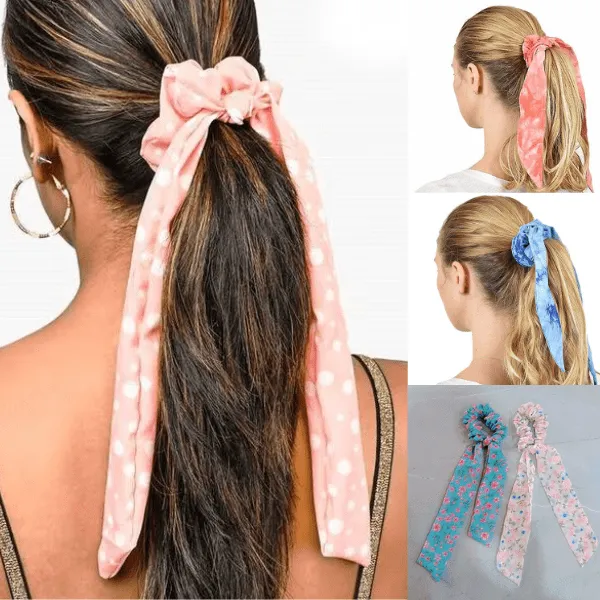 Premium Detachable Georgette Hair Scrunchies – Long Tail Design, Fashionable & Soft ( Pack of 1 ) - Buy Online at Alikart