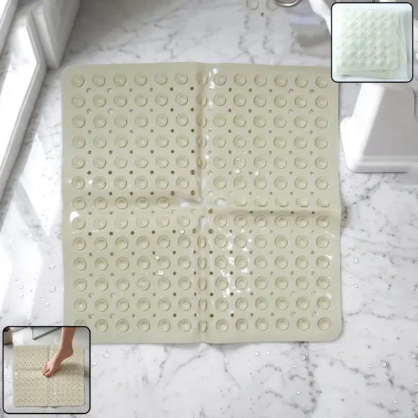 Anti-Slip Bath Mat with Suction Cups (1 Pc, 53×53 Cm)