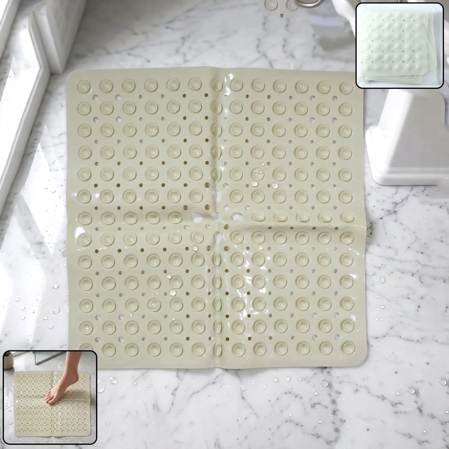 Premium Anti-Slip Bath Mat with Suction Cups (1 Pc, 53x53 Cm) - Buy Online at Alikart