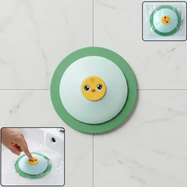 Cute Duck Design Silicone Sink Drain Stopper with Suction Base 1 Pc