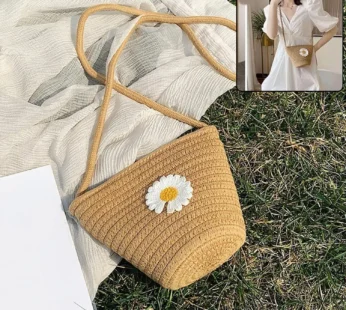 Stylish Jute Crossbody Sling Bag (1 Pc, 17×23 Cm)