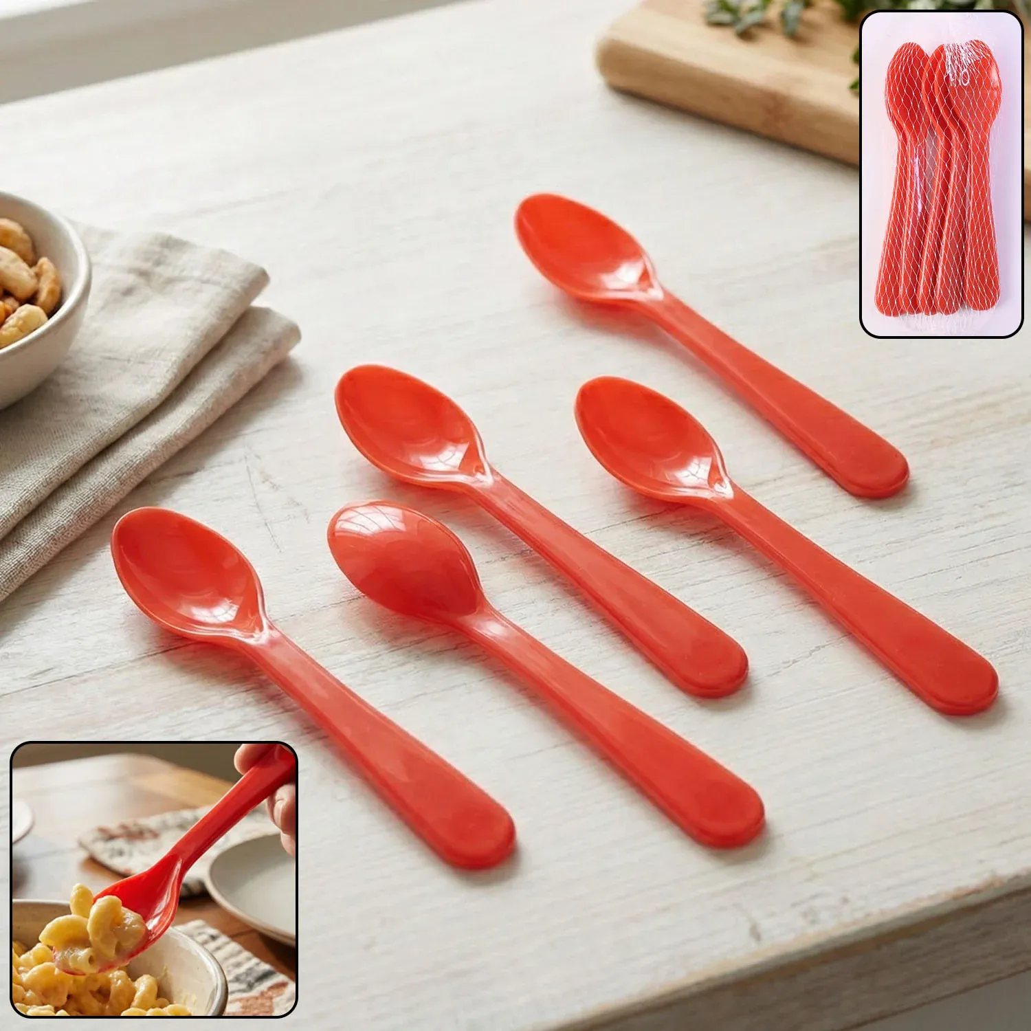 Premium Food Plastic Spoon Set Table Spoon Tea Spoon Coffee Spoon Heat Resistant 5 Pc - Buy Online at Alikart