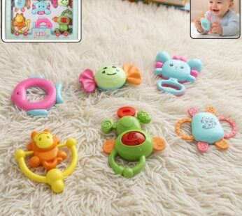 Play Cart Tiny Joys Rattle Toy Set – 6-in-1 Baby Rattles