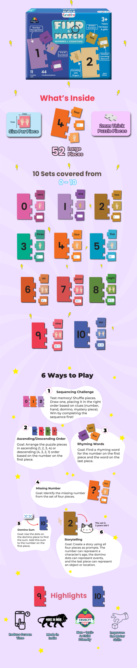 Numbers & Counting Puzzle - Ages 3+ (44 cardboard puzzle pieces) Find & Match series - Detailed Feature View 8