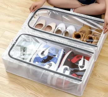 Clear Foldable Shoe Bag – Transparent Dustproof Shoe Storage Box, Space-Saving Sneaker Organizer (Pack of 1)