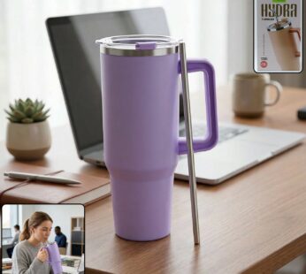 Konvex Large Capacity Insulated Tumbler Mug with Handle and Straw 1200 ML Approx