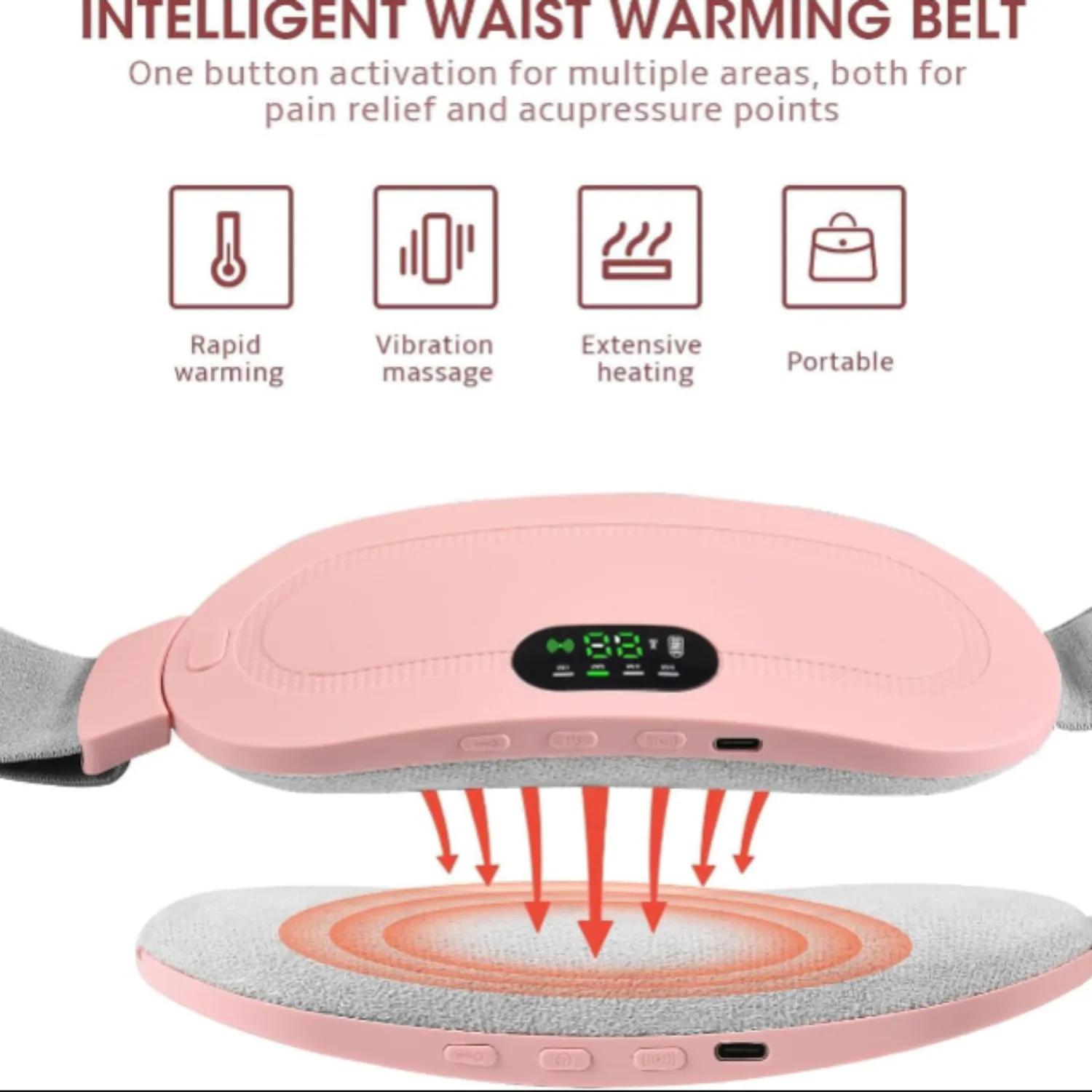 Period Cramp Relief Massager With Heating Pad For Back Pain Cramp free- Period Cramp Relief Heater & Massager - Detailed Feature View 2