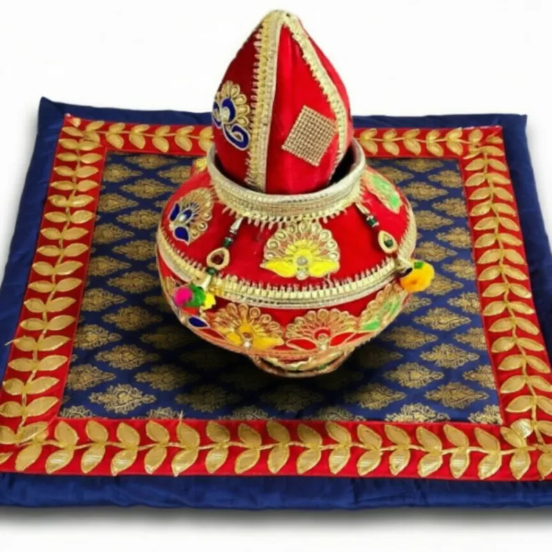 Puja Aasan Mat 80 × 80 cm – Soft Fabric Prayer Mat for Puja & Religious Rituals - Detailed Feature View 2