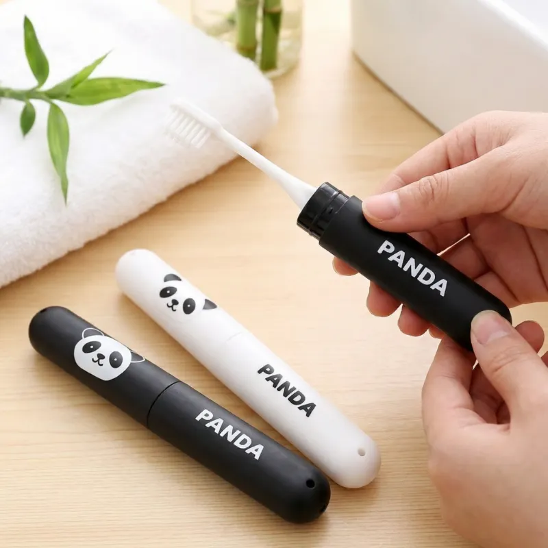 3Pcs Panda Print Toothbrush Cover – Portable Hygienic Toothbrush Cap for Travel & Daily Use (Random Color) - Detailed Feature View 1