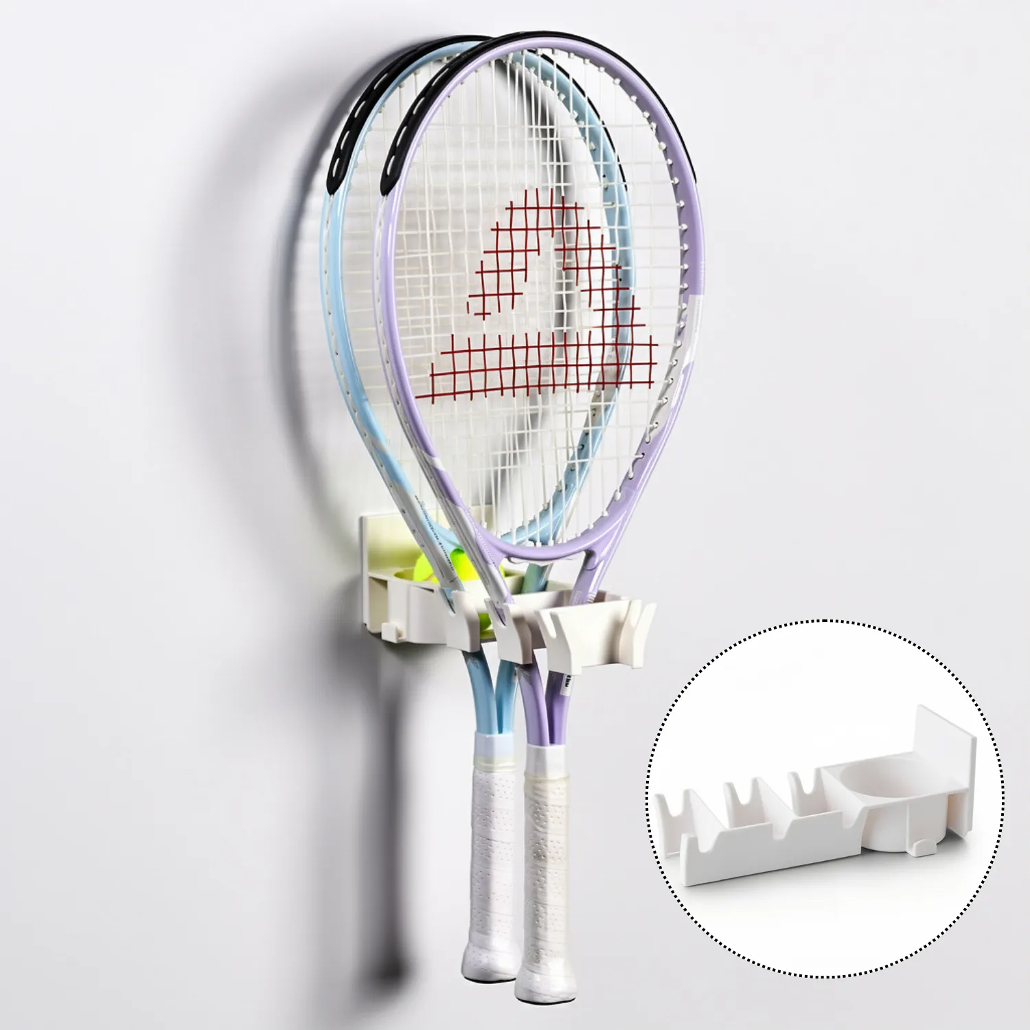 Premium Wall Mounted Racket Holder with Key Hooks – No-Drill Sports Equipment Organizer for Tennis, Badminton, Ping Pong & Squash | Home & Gym Storage Rack(Pack of 1) - Buy Online at Alikart
