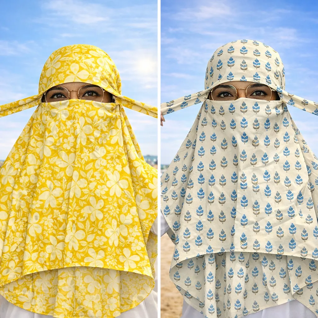 Premium Cotton Face Scarf for Outdoor Protection – Breathable Face Mask & Headscarf for Women | Ideal for Sports, Travel & Daily Use (Random Print-Pack of 1) - Buy Online at Alikart