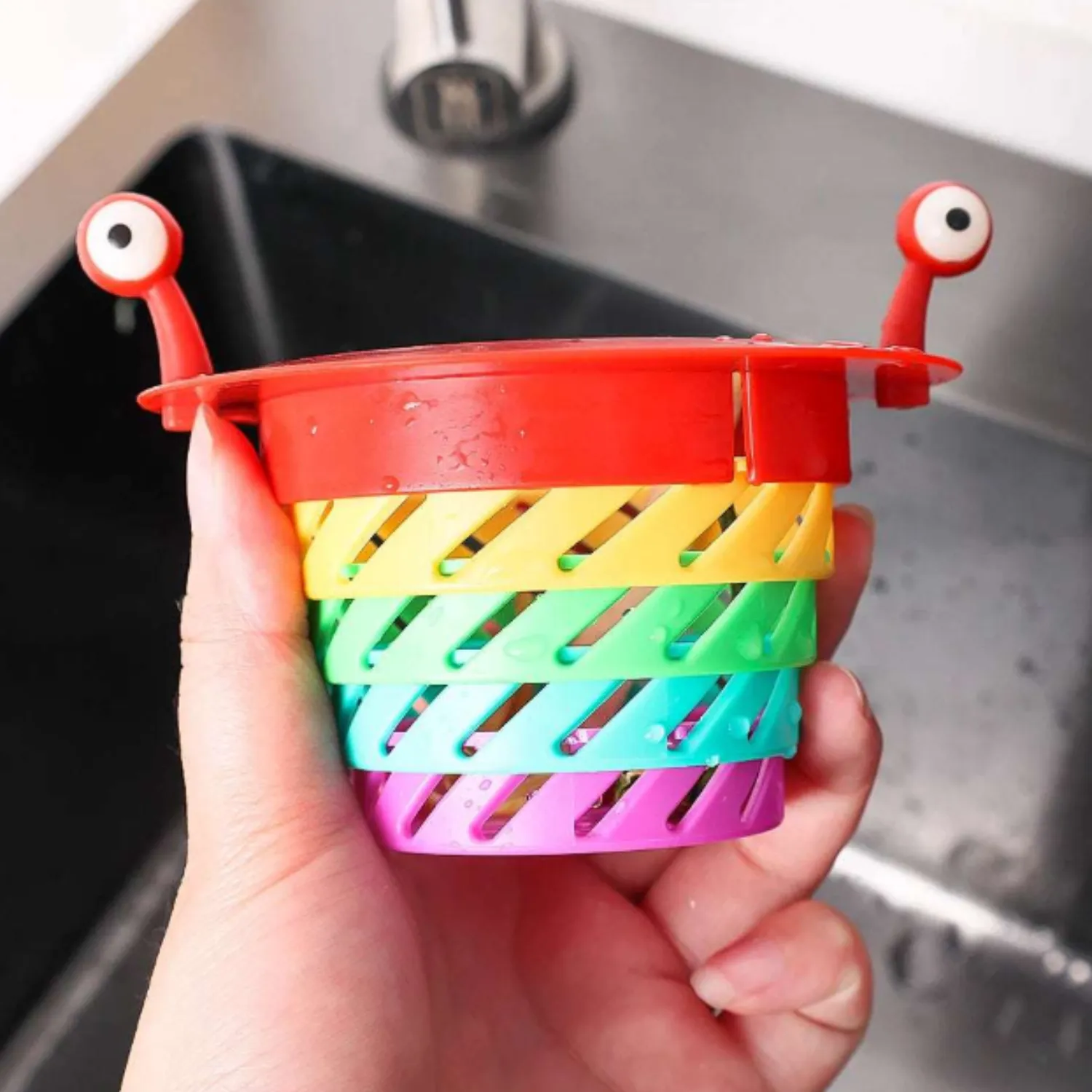 Colourful Foldable Retractable Kitchen Sink Strainer – Plastic Drain Filter Net & Anti-Clogging Catcher (Pack of 1) - Detailed Feature View 5