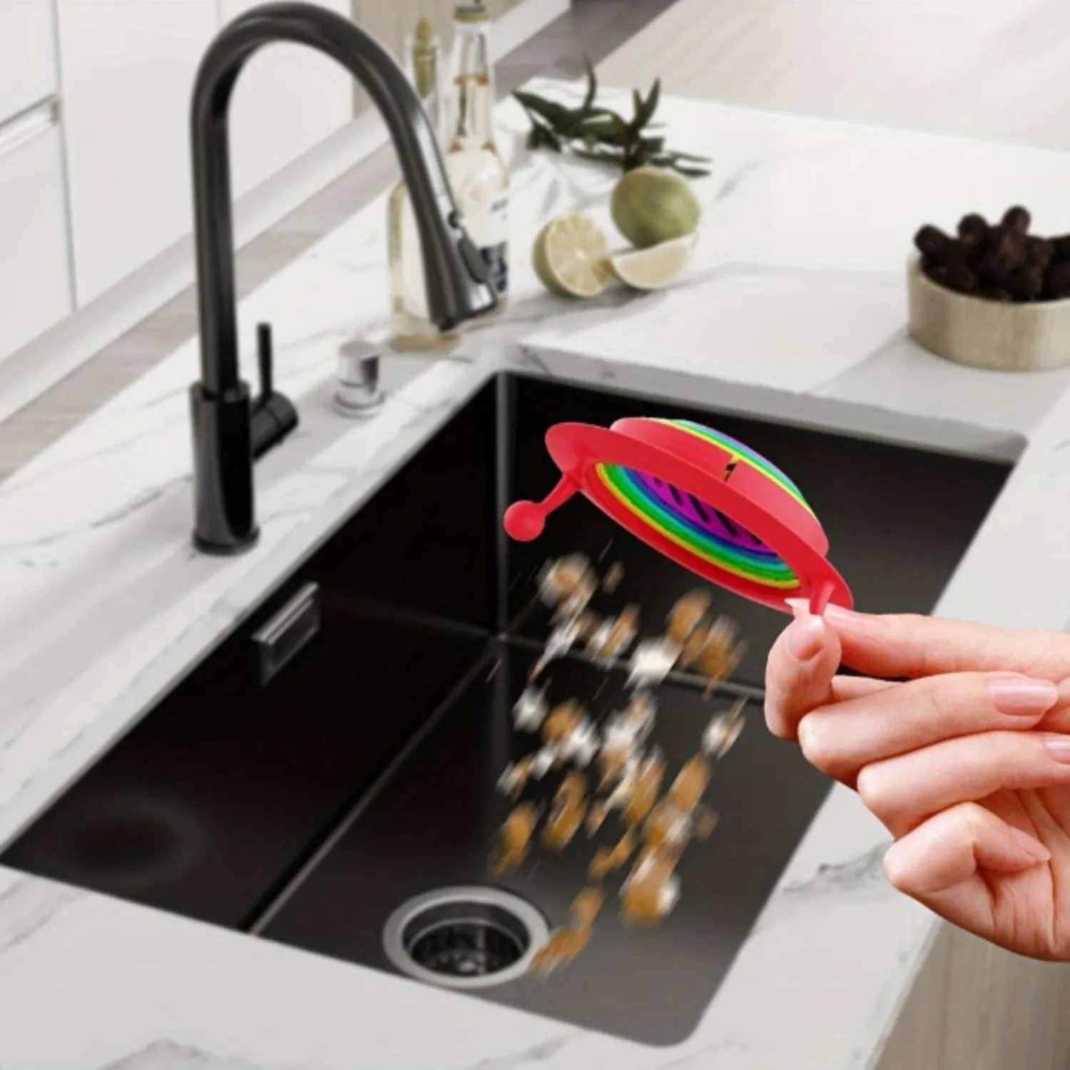 Colourful Foldable Retractable Kitchen Sink Strainer – Plastic Drain Filter Net & Anti-Clogging Catcher (Pack of 1) - Detailed Feature View 6
