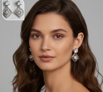 Elegant Diamond Dangle Earrings for Women – Geometric Drop Earrings – Cubic Zirconia Statement Jewelry(1 Pair)