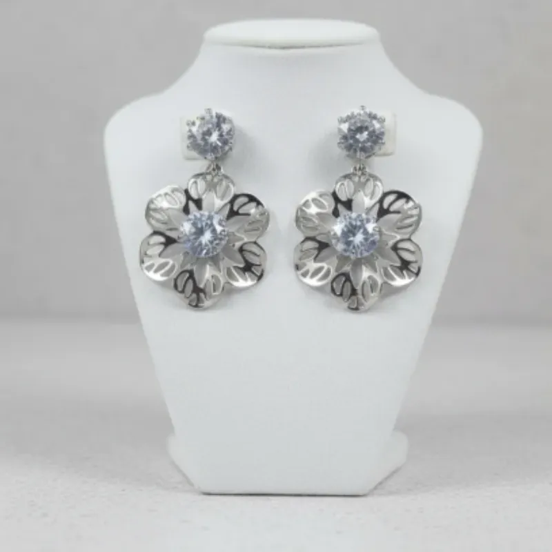 Premium Elegant Flower Drop Earrings with Diamond – Floral Dangle Jewelry for Women, Party & Wedding Wear (1 Pair) - Buy Online at Alikart