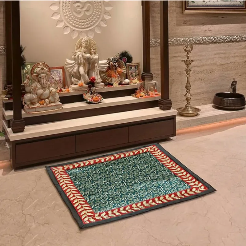 Puja Aasan Mat 80 × 80 cm – Soft Fabric Prayer Mat for Puja & Religious Rituals - Detailed Feature View 6