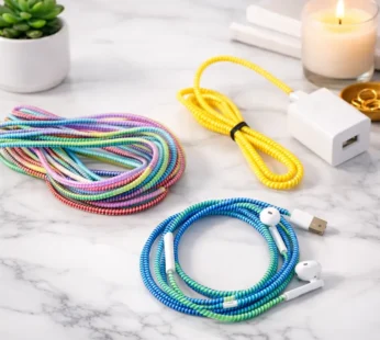 Spiral Cable Cord Protector – Silicone Anti-Break Charging Wire Saver (Random Color-Pack of 1)