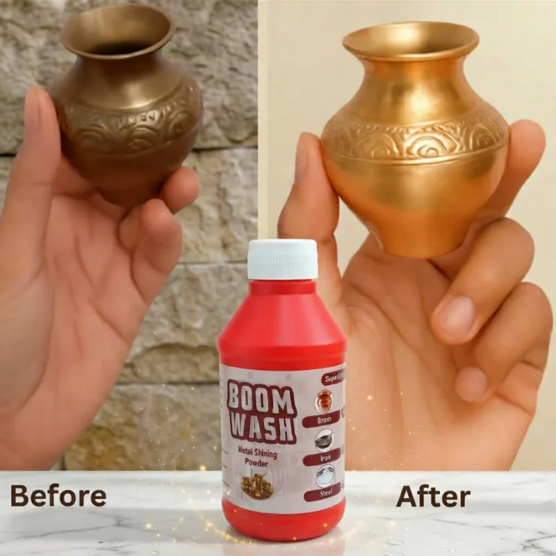 Boom Wash Metal Shining Powder (200gm)– Multi-Metal Cleaner for Copper, Brass, Steel, Silver, Aluminium & Iron - Detailed Feature View 2