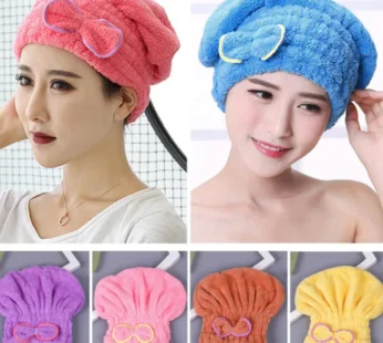 Microfiber Fabric Bow Hair Towel Wrap – Lightweight Super Absorbent Quick Dry Hair Drying Cap for Women & Girls (Random Color-Pack of 1)