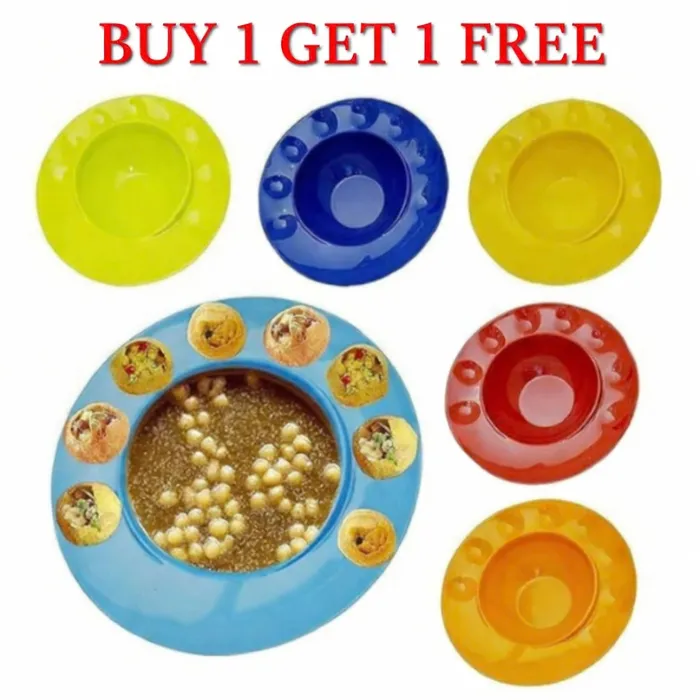 Premium Snack Serving Pani Puri Plate – Plastic Serving Plate for Pani Puri, Golgappa & Snacks (Random Color) | Buy 1 Get 1 Free - Buy Online at Alikart