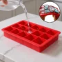 15 cube silicone ice maker tray with flexible square compartments.