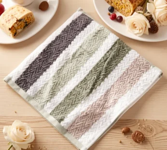 Hand Towel with Striped Pattern – Soft, Absorbent & Quick-Dry Towel for Bathroom & Kitchen (Random color-Pack of 1)