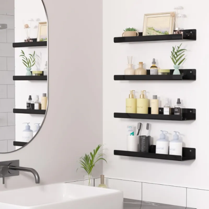 Wall Mounted Shelf – Floating Storage Rack for Bathroom, Kitchen & Living Room (Pack of 2) - Detailed Feature View 1