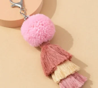 Snowy Pom Pom Keychain – Fluffy Bag Charm & Key Ring Accessory (Random Colors-Pack of 1)