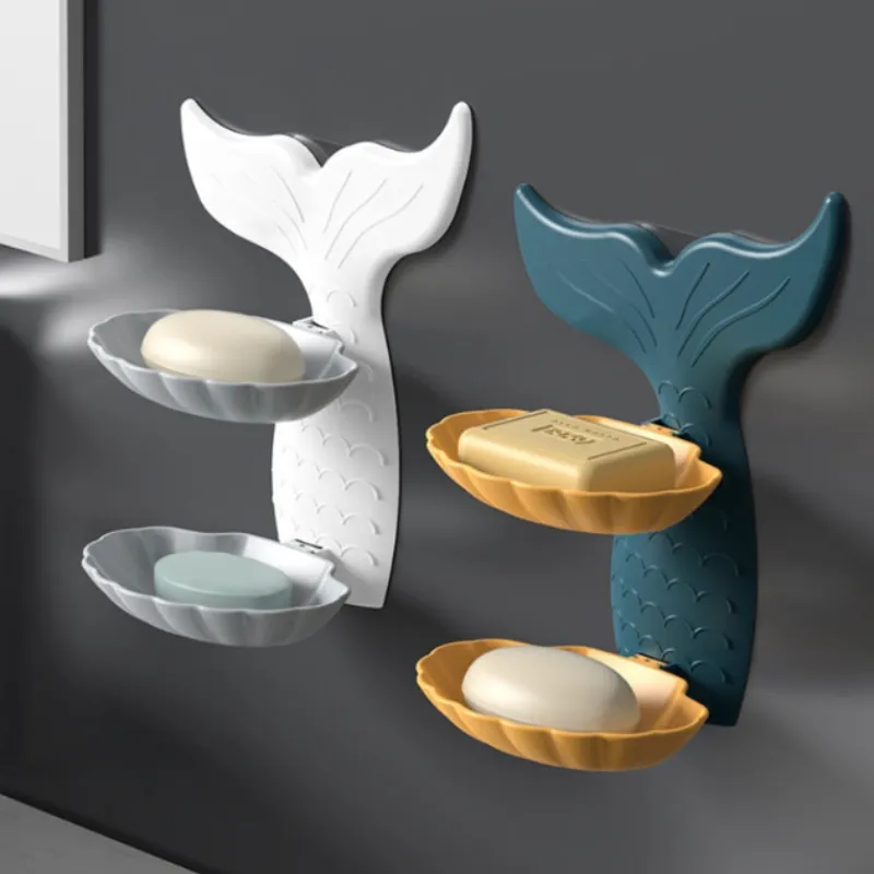 Premium Mermaid Double Layer Soap Tray – Self-Adhesive Bathroom Soap Holder, Mermaid-Shaped Stand (Random color-Pack of 1) - Buy Online at Alikart