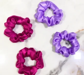 Satin Hair Scrunchies – Soft Hair Scrunchies for Women & Girls(Small Size Random Colors-Pack of 2)