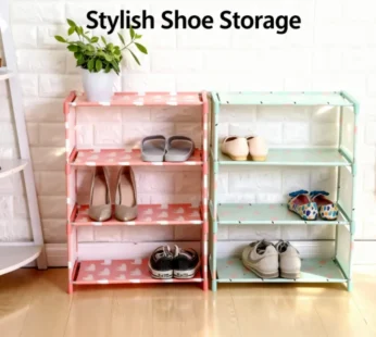 4 Layer Shoe Rack Organizer – Lightweight Storage Stand with Oxford Cloth & Iron Frame (Random Print-Pack of 1)
