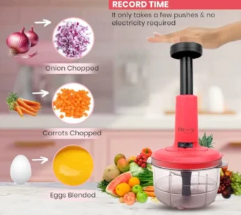 Hand Press Vegetable Chopper with Grinder Mixer – 800ml Manual Food Chopper with Steel Blades (Random color-Pack of 1)