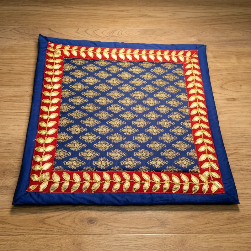 Puja Aasan Mat 80 × 80 cm – Soft Fabric Prayer Mat for Puja & Religious Rituals - Detailed Feature View 1