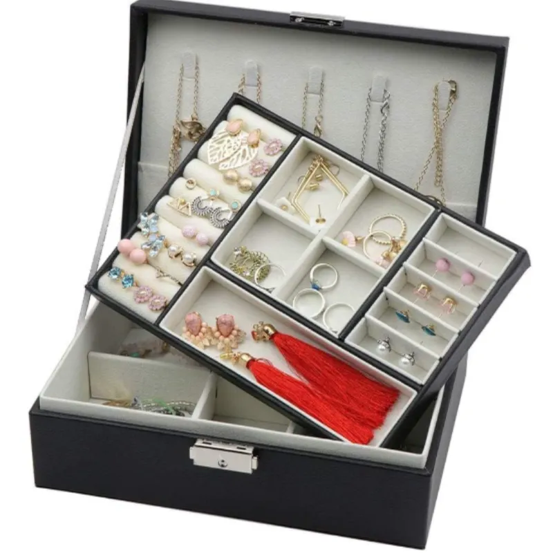 Multi-Compartment Jewellery Box for Women – Elegant Organizer for Rings, Earrings, Necklaces & Accessories (Random color-Pack of 1) - Detailed Feature View 3