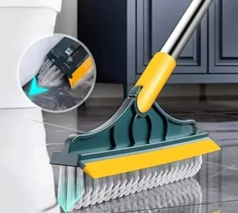 2 in 1 Tiles Cleaning Brush with Long Handle & Scraper – Multi-Purpose Floor & Wall Cleaning Tool
