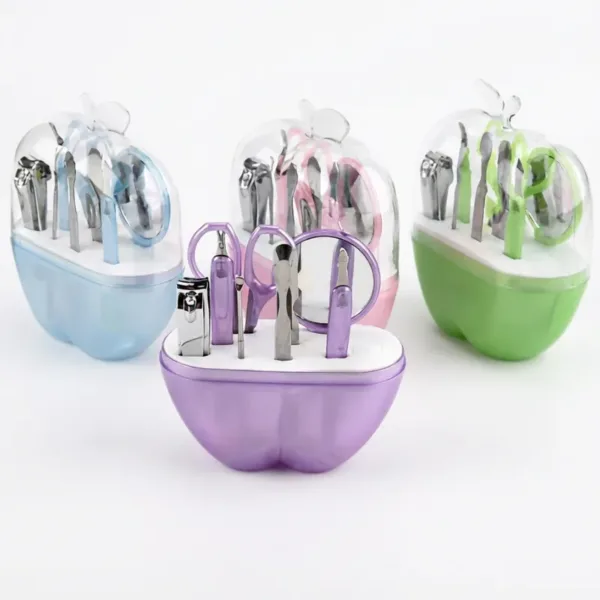 Apple-Shaped Manicure Set – Compact Nail Care Kit for Travel & Home Use (Random color-Pack of 1)