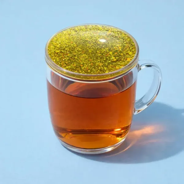 Yellow Glitter Resin Cup Lid and Coaster Set for Mug Cover