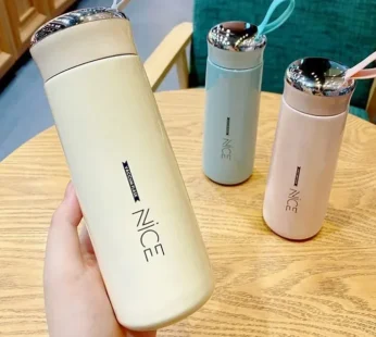 400ml Printed Glass Water Bottle – Leak-Proof Travel Bottle with Cute Design, Reusable Eco-Friendly Bottle for Office, School & Outdoor Use(Random color-Pack of 1)