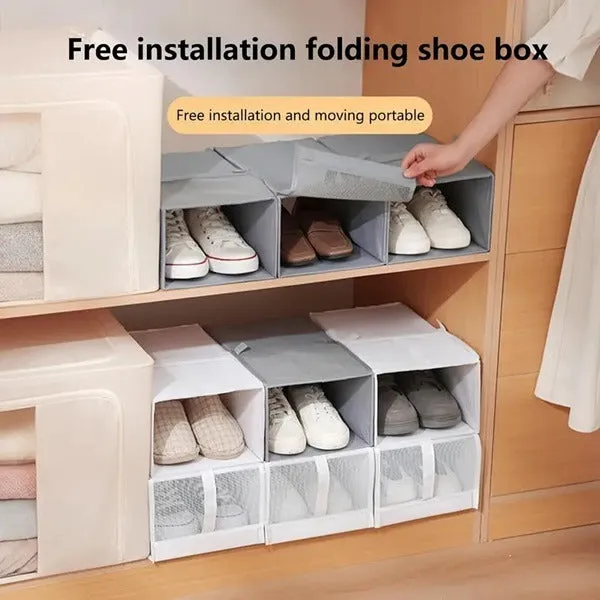 Premium Foldable Shoe Box – Space-Saving Shoe Storage Box with Mesh Design for Closet, Home & Small Spaces (Pack of 1) - Buy Online at Alikart